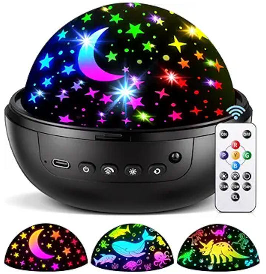 Night Light for Kids, 93 Lighting+3 Films Star Projector, Gift for 3-5 | with Remote Control, Dimmable, 1/2/4hrs Timer, Silent Rotation, Stay All Night, for Boys or Girls 2-4, Birthday, for Bedroom